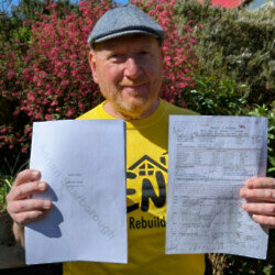 Adrian Scarborough holding his Gavin and Stacey: The Finale script and a signed call sheet from the episode's last scene / Credit: DENS